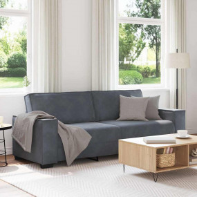 3-seater Sofa Dark grey Velvet, Plywood, Solid wood, Me...