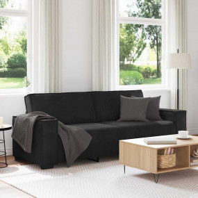 3-Seater Sofa Black Velvet 3-Seater Sofa Rectangular