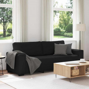 3-seater Sofa Black Polyester, metal, plywood, solid wo...