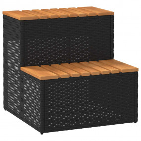 Hot Tub Step Black Poly Rattan 19.7 x 19.7 x 19.9 in