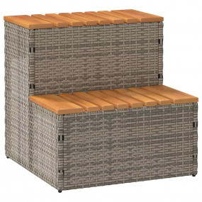 Hot Tub Step Grey PE rattan 19.7x19.7x19.9 in Adjustabl...