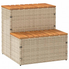 Hot Tub Step Beige PE Rattan, Powder-Coated Steel, Soli...