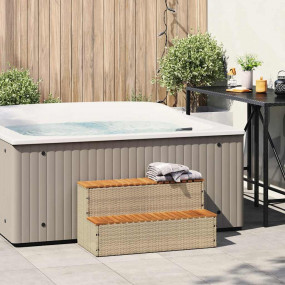 Hot Tub Step Beige PE rattan 39.4 x 19.7 x 19.9 in