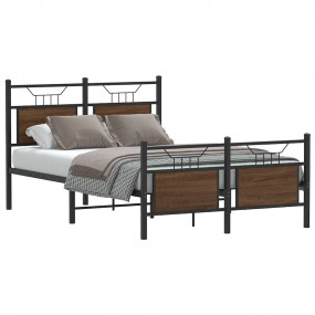 Bed Frame Smoked oak Engineered wood and steel Double B...