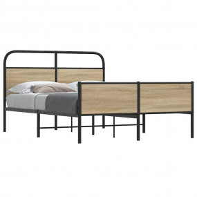 Bed Frame Sonoma oak Steel Full Durable Bed Frame Recta...