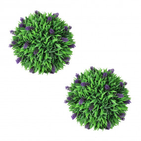 Artificial Plant Set of 2 Green & Purple Polyethylene M...
