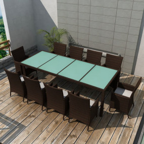 Outdoor Dining Set Brown, Cream White