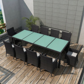 Patio Furniture Set Set of 10 Black Poly Rattan Set of ...