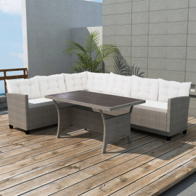 Outdoor Furniture Set Grey, Cream White