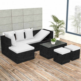 Garden Sofa Set Black and Cream White