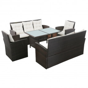 Sofa Set Brown and cream