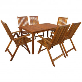 Outdoor Dining Set Brown Solid Acacia Wood Medium Folda...