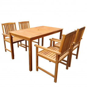 Outdoor Table And Chair Brown Solid Acacia Wood 5-piece...