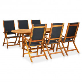 Garden Table And Chair Dark oil finished wood, Black te...
