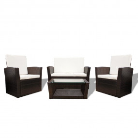 Garden Sofa Set Brown, Cream White