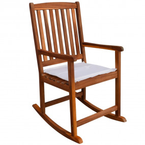 Rocking Chair Light Brown Acacia wood, Polyester (cushi...