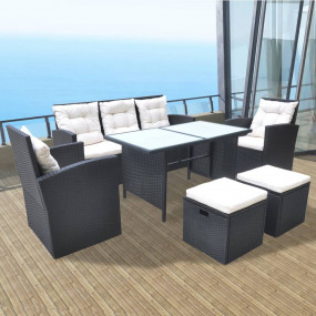 Garden Table And Chair Black and Cream White