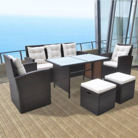 Garden Table And Chair Brown Powder-Coated Steel Large