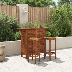 Bar Table And Chair Set Warm brown Solid Acacia wood St...