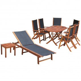 Garden Furniture Set Brown Acacia wood 9 piece set Fold...