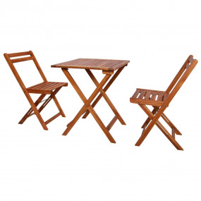 Bistro Set Warm Natural Brown Solid Acacia wood Small F...
