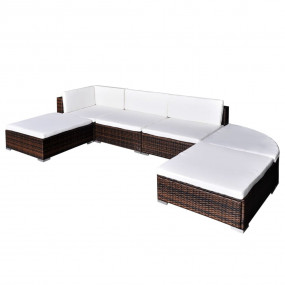 Garden Sofa Brown, Cream White PE Rattan, Powder-Coated...