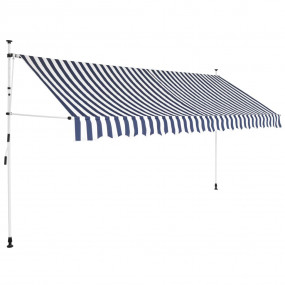 Retractable Awning Blue and white stripes