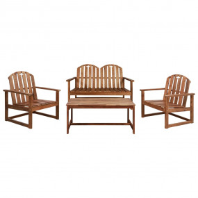 Sofa Set Brown Solid Acacia Wood Medium Durable