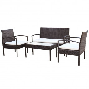 Garden Sofa Set Brown and Cream White