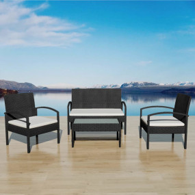 Garden Sofa Set Black, Cream White