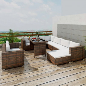 Outdoor Furniture Set Brown, Cream White
