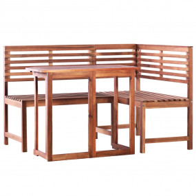 Table And Bench Set Brown Solid acacia wood Medium Fold...