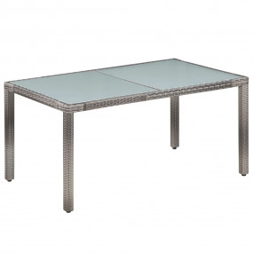 Dining Set Grey PE rattan, Glass, Powder-Coated Steel, ...