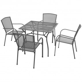 Dining Set Anthracite E-coated, powder-coated steel Lar...