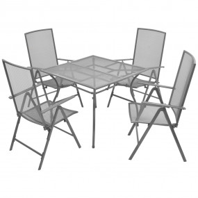 Dining Set Anthracite E-coated, powder-coated steel Med...
