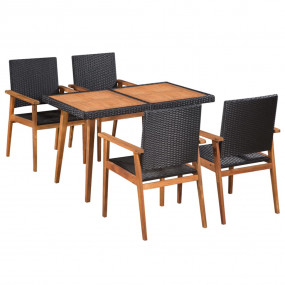 Dining Set Black PE rattan 5 Piece Set Durable