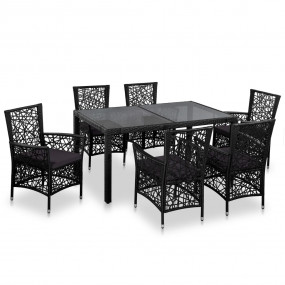 Dining Set Black Polyethylene rattan Medium Outdoor Din...