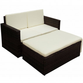 Garden Sofa Set Brown Poly Rattan, Powder-Coated Steel ...