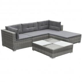 Patio Furniture Grey PE rattan, powder-coated steel, gl...