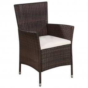 Bistro Set Brown PE rattan Compact Removable Covers Bis...
