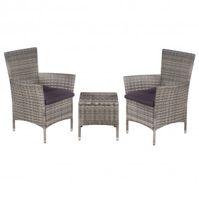Garden Furniture Set Gray Poly Rattan Standard Removabl...