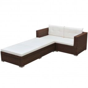 Garden Sofa Set Brown, Cream White PE wicker Medium Mod...