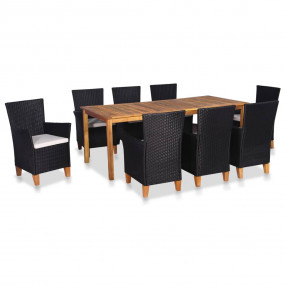 Dining Set Black and Brown