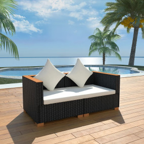 Outdoor Sofa Set Black and Brown
