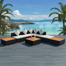 Outdoor Sofa Set Black and brown
