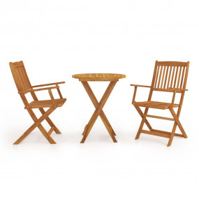 Outdoor Bistro Set Brown Acacia wood Compact Foldable