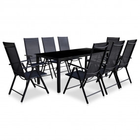 Garden Table And Chair Black Powder-coated aluminum, Gl...