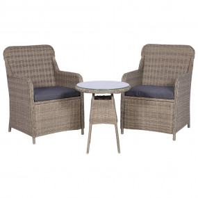 Dining Set Brown and Dark Grey PE Rattan and Powder-Coa...