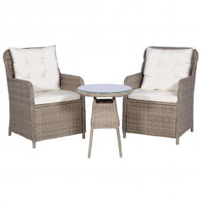 Dining Set Brown and Cream White