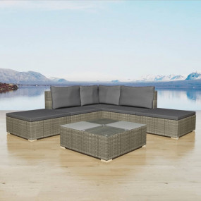 Garden Furniture Set Grey PE Rattan Medium Modular